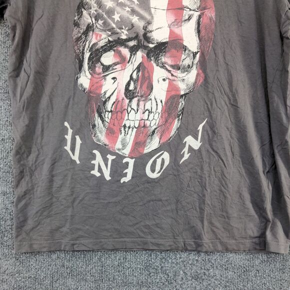 Jack & Jones Men's State of The Union Patriotic Shirt Gray Size XL Skull - Picture 4 of 13